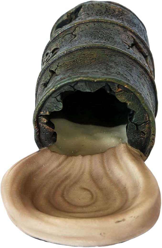 Resin Cave Habitat Hidden for Reptile and Amphibians.Terrarium Decor, Retro Bucket Design,Reptile Hide Cave with Dish,Perfect for Bearded Dragons,Lizards,Snakes,Turtles,Geckos,Tortoises,Small Animals