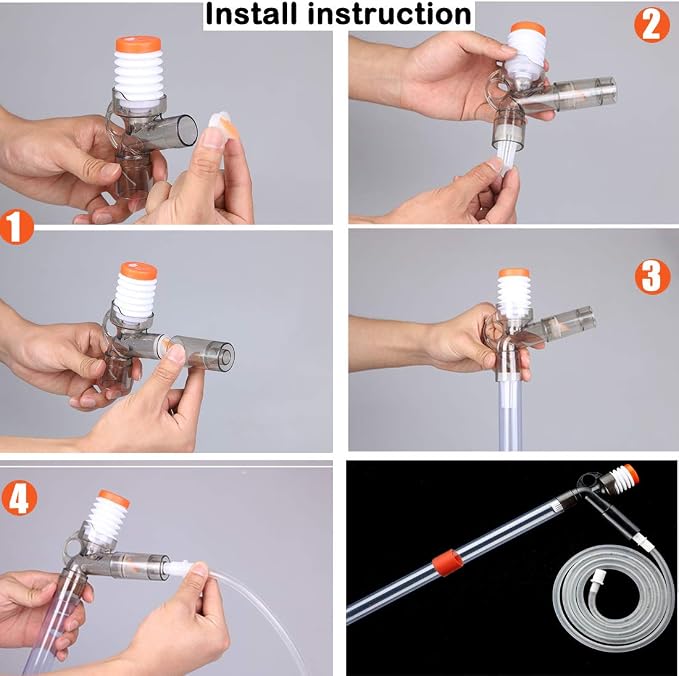 Aquarium Gravel Cleaner Siphon Fish Tank Vacuum Cleaner for Absorb Dirt Wash Sand Algae Scrapers Water Changer Gravel Washer for Fish Tank Cleaning Gravel and Sand (Normal Version)