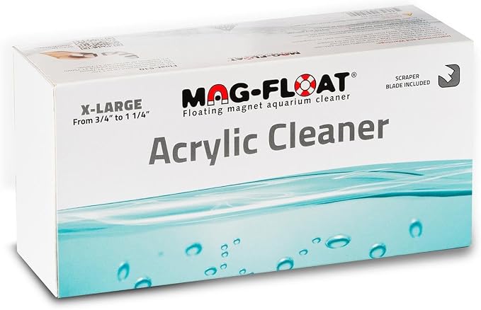 XL Extra Large Acrylic Aquarium Algae with Scraper Cleaner | Magfloat Floating Magnetic Fish Tank Magnet Cleaning Scrubber Brush Tool for Freshwater Saltwater Marine Reef Tanks