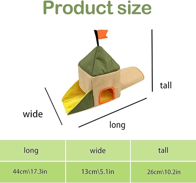Guinea Pig Hideout Tunnel, Castle Toy Play Tube for Small Pets, 3 Cave House for Bunny Rabbit Hamster Ferret Chinchilla Rat Hedgehog