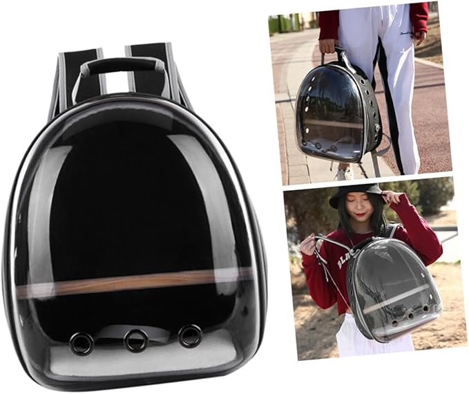 Portable Pet Backpack Breathable Parrot Carrier Inner Wooden Bar for Outdoor Travel and Comfort