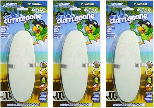 A&E Cage Captain Cuttlebone, 5 Inch, Healthy Calcium Supplement for Finches, Canaries, Parakeets, and Lovebirds (3 Pack - 5 in)