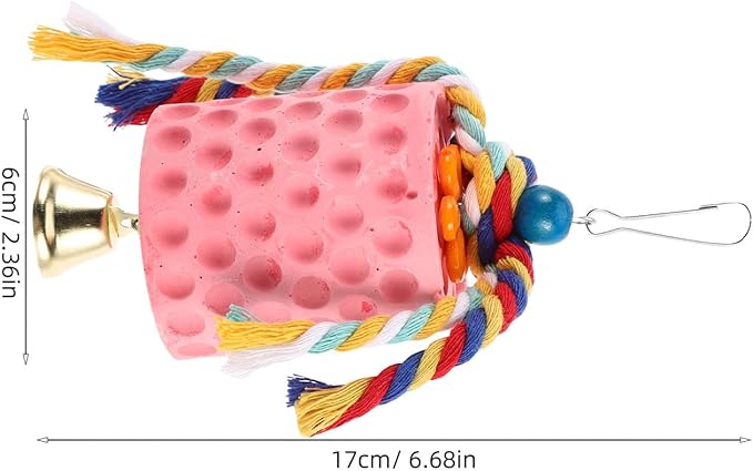 Luxshiny Mineral Block Bird Chewing with Bell for Parrots and Parakeets Beak Grinding Stone Cage Accessory for African Grey Cockatiels Interactive Chew for Boredom Relief and Play