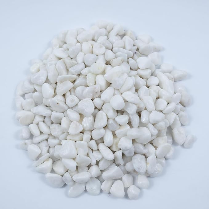 Colored Aquarium Gravel,Colorful Pea Gravel,Garden Rocks,Decorative Stones Rocks for Fish Tank,Aquarium,Fairy Garden Decor,Planters,Vase Fillers,Landscaping,1 Pound (White, 6-9mm)