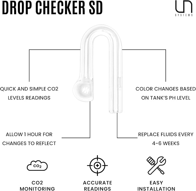 Ultum Nature Systems CO2 Drop Checker - Glass CO2 Drop Checker for Aquarium, CO2 Aquarium Kit with Solution, CO2 Monitor Complete Set for Planted Aquariums - Drop Checker Hang on Edge Mount (HD)