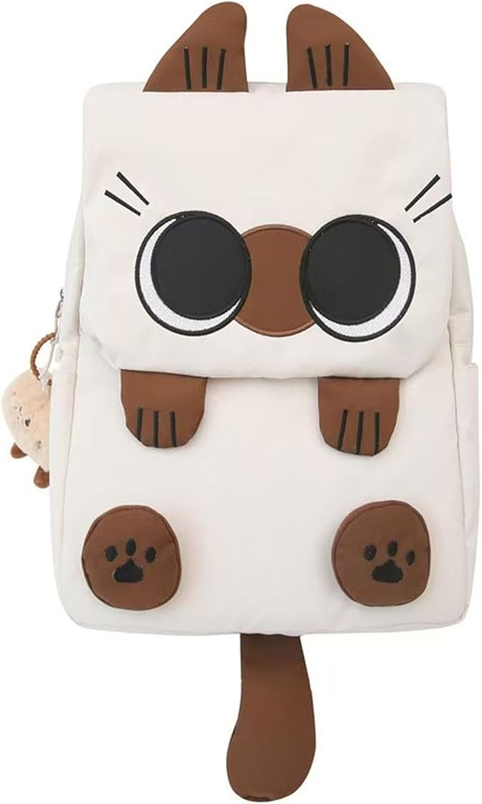 Cute Cat Backpack - Lightweight Laptop Bag, Large Capacity Student & Travel Backpack for Adults/Kids Give away cat pendants