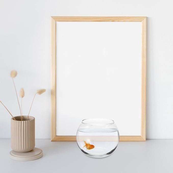 Baluue Round Glass Fish Bowl 4.72 X 3.54 in Clear Bubble Bowl for Fish Plants Flowers Shells and Crafts Desktop Decorative Vase Terrarium for Home Office Shelf