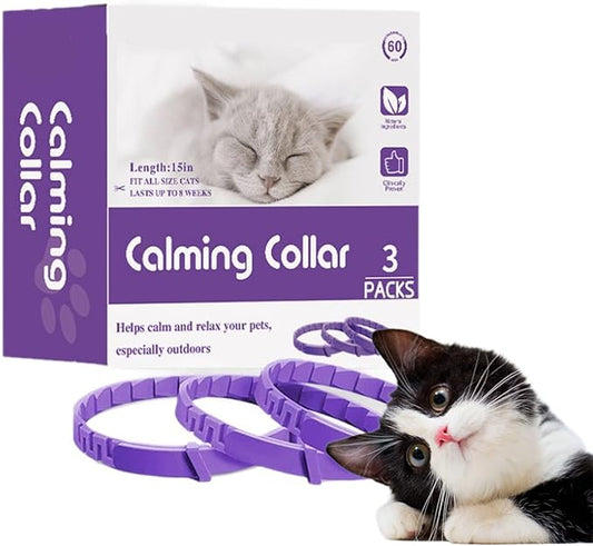 Calming Collar for Cats,Calming Cat Collars Adjustable Soother Anxiety Relief & Stress,3 Pack Pheromone Collars for Small,Medium and Large Cats