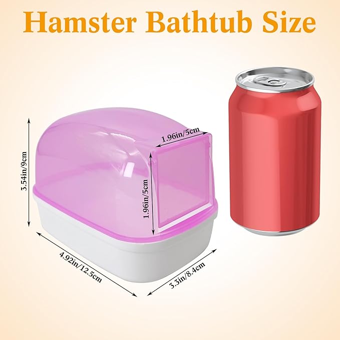 Hamiledyi Hamster Bathtub Dwarf Hamster Bathroom Sand Bath Container Sauna Room Plastic Sand Bath Box House for Gerbils Mice or Other Small Pets Animals(Pink, Small Size)