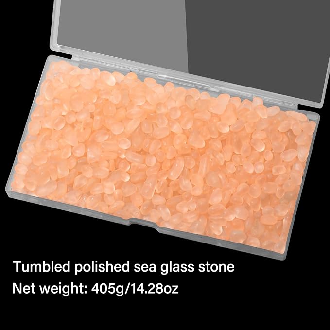 QEQEKAKA Sea Glass Stones for Crafts 0.5LB Peach‌ Pebbles Gemstones Bulk | Small Glass Stones for Beaching Wedding DIY Decor Aquarium Turtle Tank Vase Filler (187g/6.6oz)