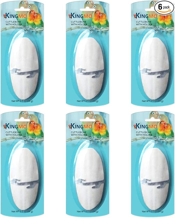 Jmxu's 5"-5.5" Bird Cuttlebone for Parakeets, Cuddle Bone with Metal Holder, Cuttlefish Bone for Sharp Beaks, Natural Birds Calcium for Parrots Cockatiels Budgie, 6 Pcs