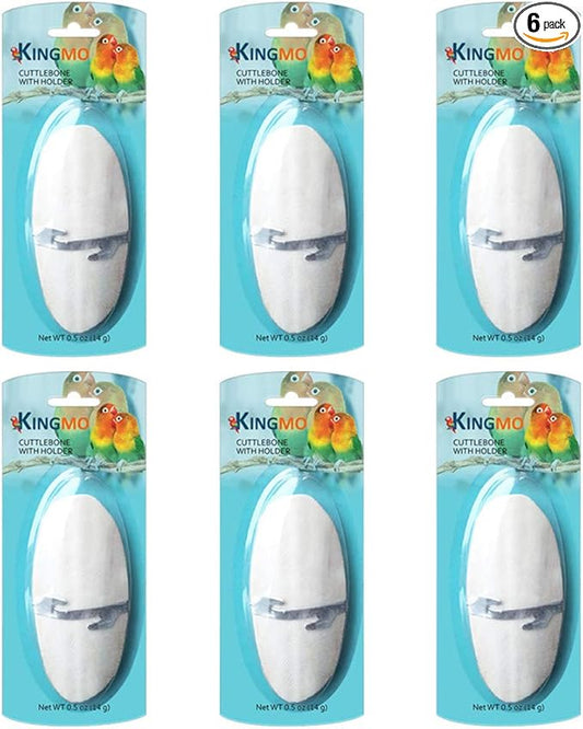 Jmxu's 5"-5.5" Bird Cuttlebone for Parakeets, Cuddle Bone with Metal Holder, Cuttlefish Bone for Sharp Beaks, Natural Birds Calcium for Parrots Cockatiels Budgie, 6 Pcs