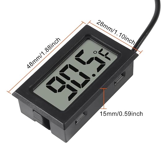 6 Pack Digital Thermometer Wired for Car Greenhouse Indicator Indoor Room Freezer Refrigerator Aquarium with 1M Waterproof NTC Probe Fahrenheit(℉)