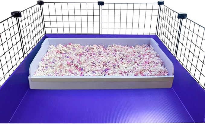 Andescobo Guinea Pig Litter Box Guinea Pig Kitchen for All C&C and Midwest Cages,Guinea Pig Hay Box Keep The Guinea Pig Cage Clean and Tidy. White