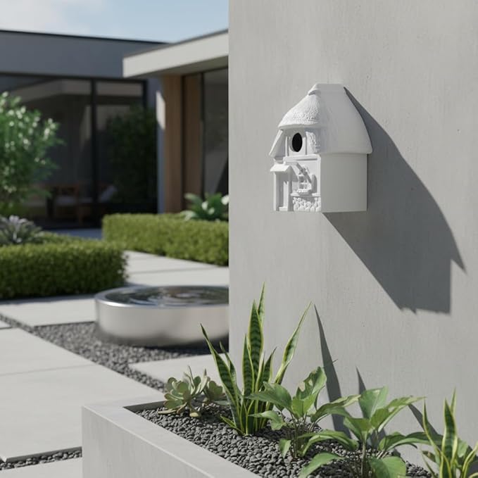 Bird House for Outside Clearance, Bird House for Outside, Composite Material Wren House, Water Proof Wall Tree Window Multi-moutable for Viewing Inside,, 10 Years Performance, White 1.25" Hole