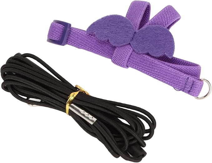 Bird Harness and Leash Adjustable Bite Traction Rope for Training or Outdoor Walks Bird Accessories (Purple)