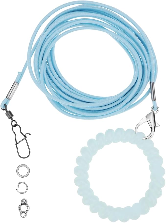 Bird Harness Flying Training Rope 3M for Parrots Pigeons and Budgerigars with 4# Ring (Blue)