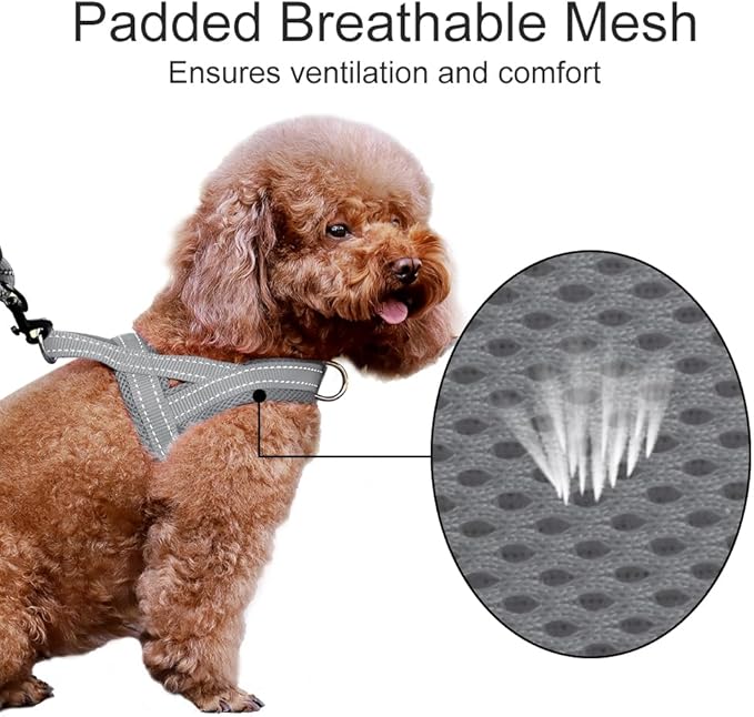 Plutus Pet No Pull Dog Harness with Breathable Mesh Padded, Adjustable Reflective Escape Proof Dog Harness, Quick Fit Dog Vest Harness for Small Medium Large Dogs(L, Gray)