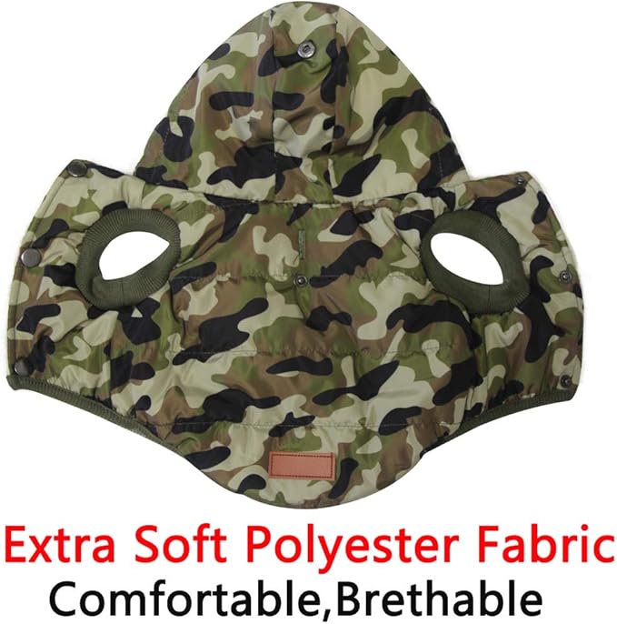 Vecomfy Fleece Lining Extra Warm Dog Hoodie in Winter for Medium Dogs Jacket Pet Coats with Hooded,Green Camo L