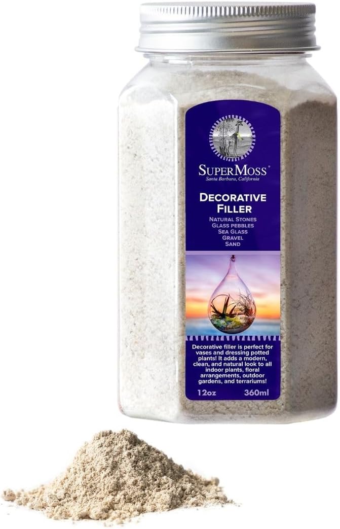 SuperMoss (24310 Decorative Sand – Fine White Sand for Vase Filler, Terrariums, Zen Gardens, Aquarium Sand, Crafts & Top Dressing for Plants, 12oz