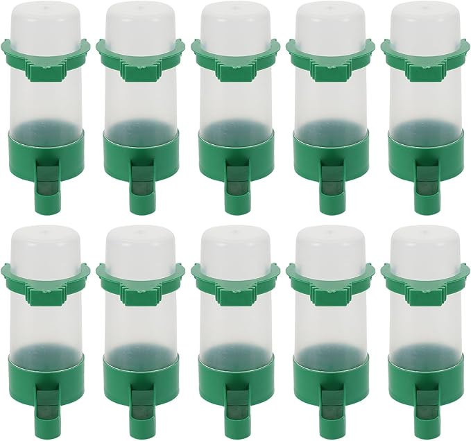 UKCOCO 10pcs Birds Water Dispenser: Automatic Plastic Bird Water Feeder for Parrots, Pigeon, Budgies, Lovebirds, Green