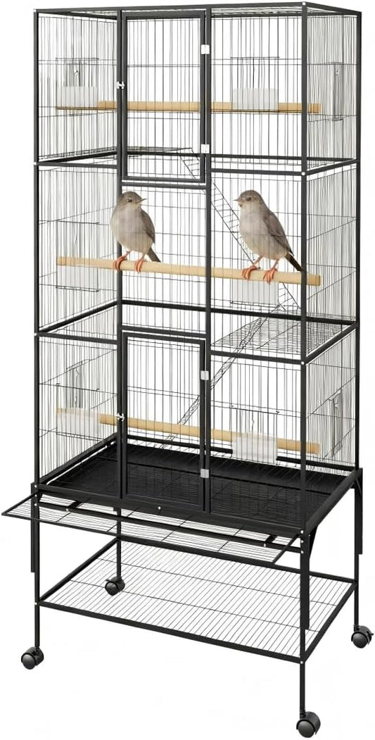 Garvee 69in Extra Large Bird Cage, Rolling Parrot Cage with Feeding Accessories, Metal Parakeet Cage for Parrots, Parakeets, Conures, Parrot,
