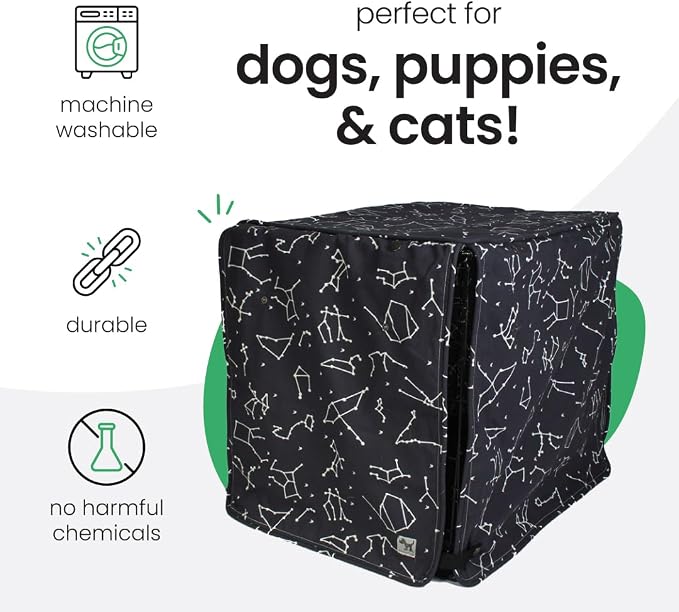 Molly Mutt Rocketman Dog Crate Cover, 100% Cotton Canvas Cover with 2 Roll-Up Panels, Ideal for Dog or Cat Crate, Durable, Washable, and Free of Harmful Chemicals, 30" x 19" x 21"