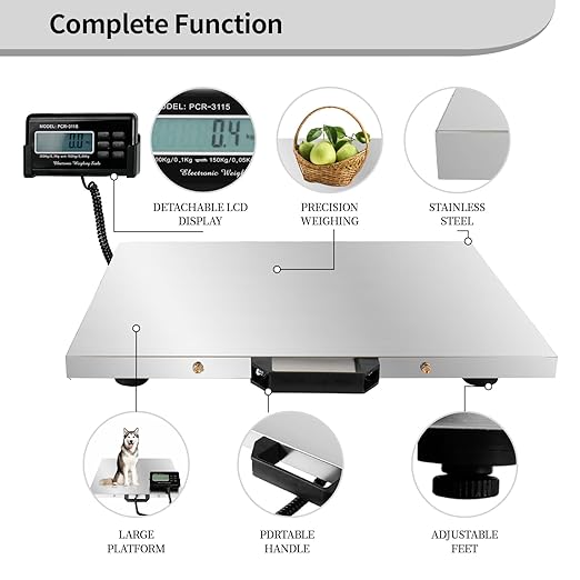 Digital Livestock Scale 660Lbs x 0.2Lbs,21'' x 17'' Veterinary Scale Pet Vet Scale Stainless Steel Platform Animal Scale,Electronic Postal Scale, Industrial Floor Scale