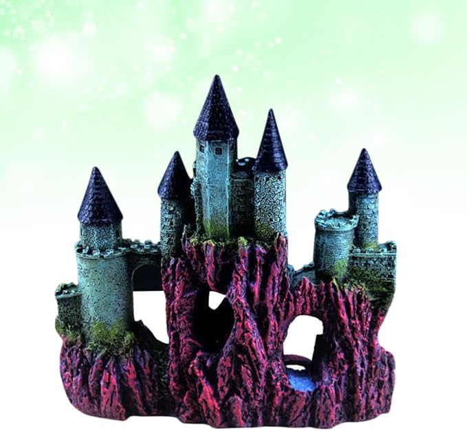 UKCOCO Simulation Castle Ornament Fish Tank Decoration Aquarium Landscaping Castle Made of Resin Easy to Clean Safe for Aquatic Fish Elegant Design and Aquarium Hideouts