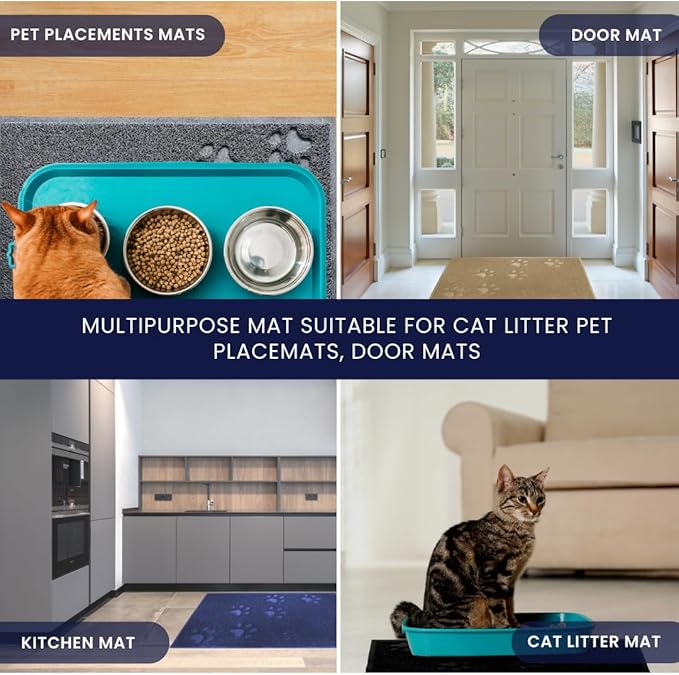 Andalus Jumbo Cat Litter Mat, Pack of 1 - Waterproof, Non-Slip & Easy to Clean Cat Litter Box Mat for Extra Efficient Pet Litter-Trapping, Blue (47” X 35”)