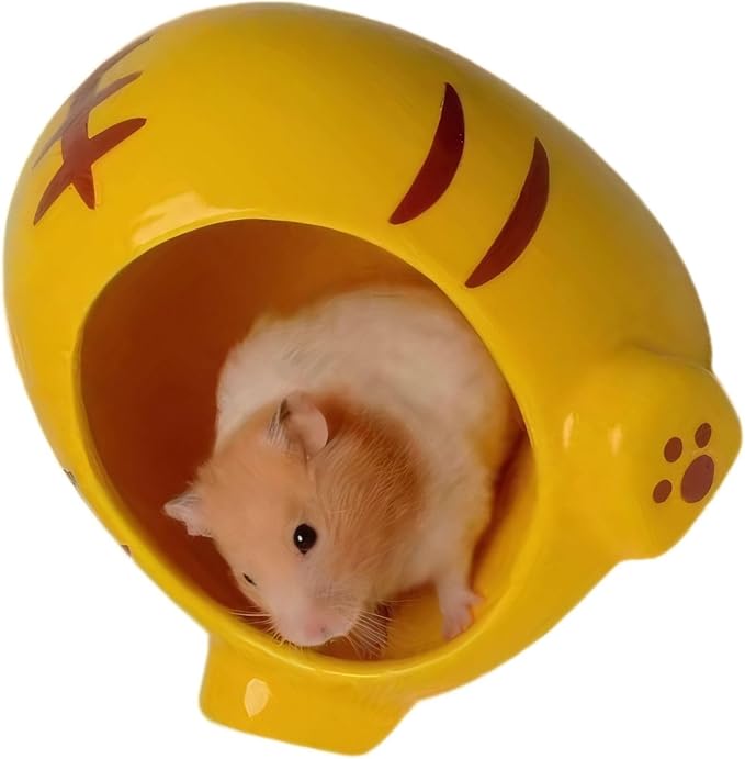 Ceramic Pet Nest for Small Animals - Hamster Ceramic House with Smooth Interior, Enclosed Hideout for Comfortable Shelter and Ventilation
