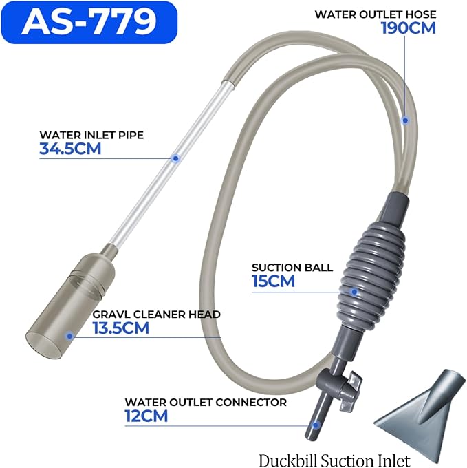 6.23ft Aquarium Siphon Vacuum Cleaner for Aquariums, Clean Gravel & Sand | Fish Tank Cleaner, Gravel Vacuum for Aquarium, Aquarium Siphon, Aquarium Vacuum, Water Changer, Fish Tank Siphon