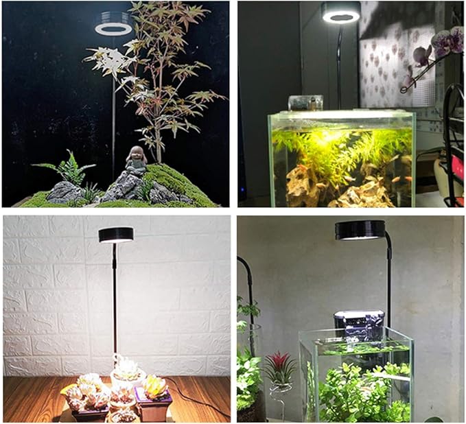 Full Spectrum LED Aquarium Light, 360-degree Adjustable LED Light with Bamboo Board, Miniature Landscape USB Powered Lamp for Plant, Fish Tank, Potted Plants(Size:S)