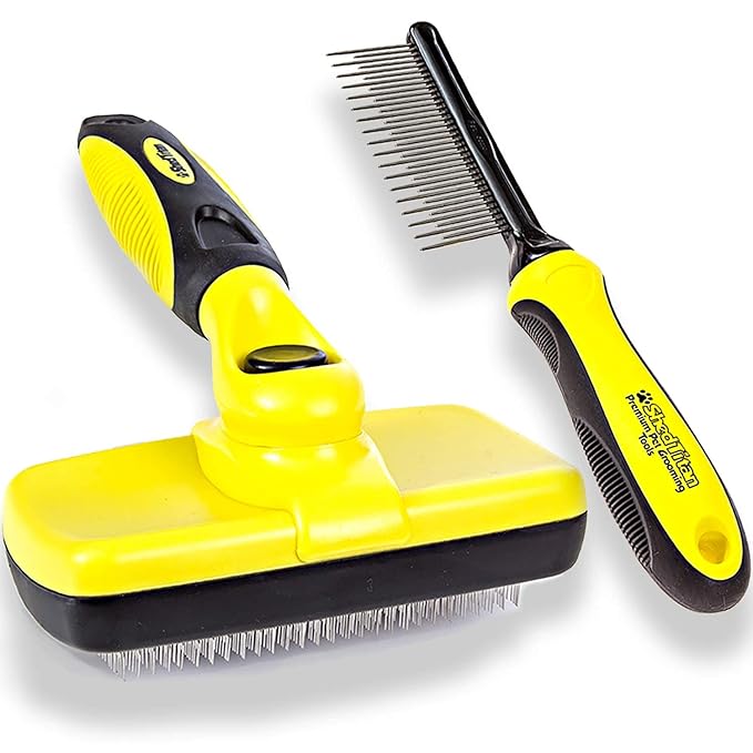 Doodle Brush Slicker for Dogs - Self Cleaning Dog Brush for Poodles, Goldendoodle Grooming Kit with Detangler Comb