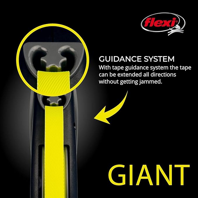 FLEXI Giant Tape Retractable Dog Leashes for Medium Dogs Upto 55 lbs. – 26 ft., Black | Tangle Free Pet Walking Leash with One-Handed Brake, Pause, Lock|German Quality Product