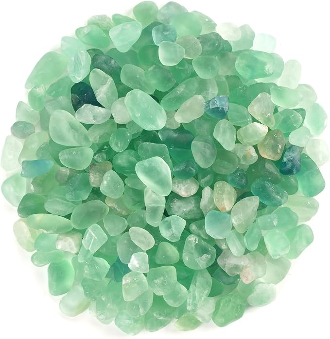 WAYBER Natural Crushed Green Fluorite Gemstone, Decorative Pebbles, 1 Lb | Toxin-Free, Fade-Resistant, Ideal for Reiki Healing, DIY Crafts, Vase Filler, Aquarium & Bonsai Decoration