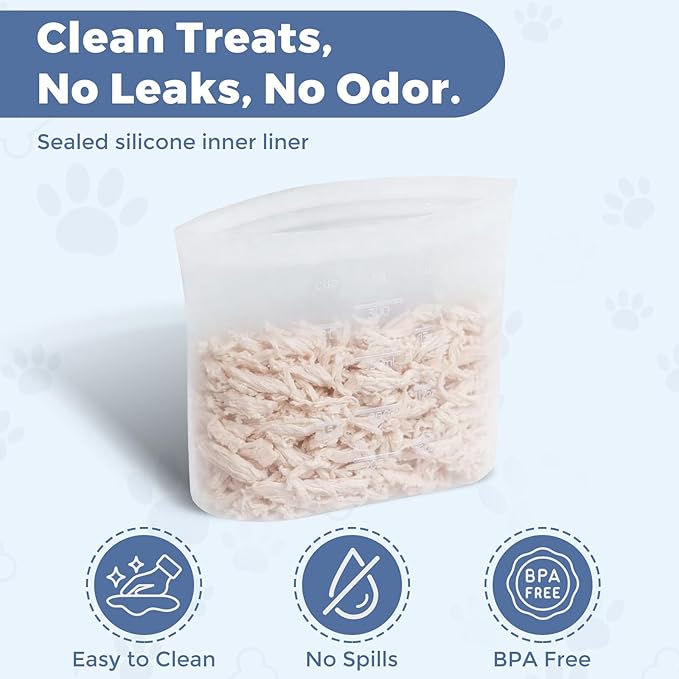 Dog Treat Pouch for Pet Training, One-Hand Magnetic Closure, Hands-Free Treat Bag with Silicone Liner, No Mess No Smell