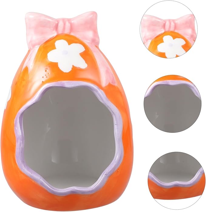 Ceramic Hamster Hide House Small Pet Shelter for Guinea Pigs and Hamsters Decorative Cartoon Nest for Sleeping and Playing Cooling Hideout for Small Animals