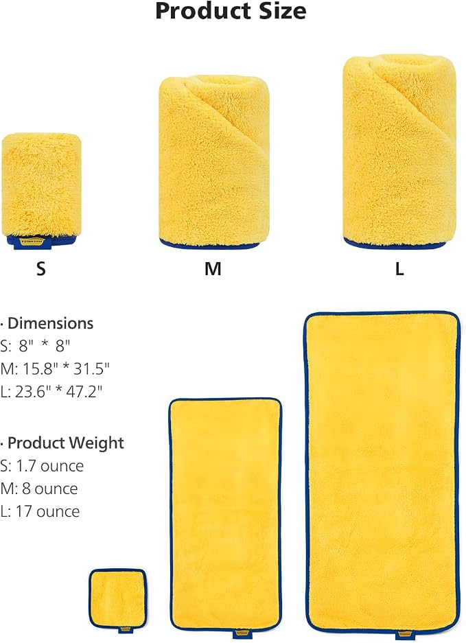 PETHROOM Ultra Absorbent Pet Towel | Quick-Drying, Soft Microfiber Dog & Cat Bath Towel | Lightweight, Durable, Fast Water-Soaking | Ideal for All Breeds (Medium) 15.7" x 31.5"