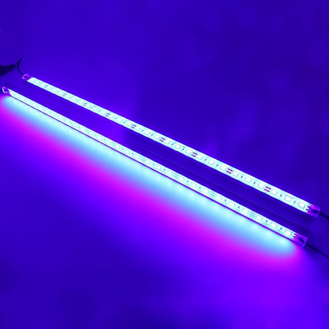 2 pc 20" 440nm Blue Waterproof Aquarium LED Aluminum Lighting 12VDC | SMD 5050 IP67 LED Rigid Bar Grow Plant Light Strips Boat Rigid LED Lights Marine LED Lights Bar (No Adapter and Dimmer)