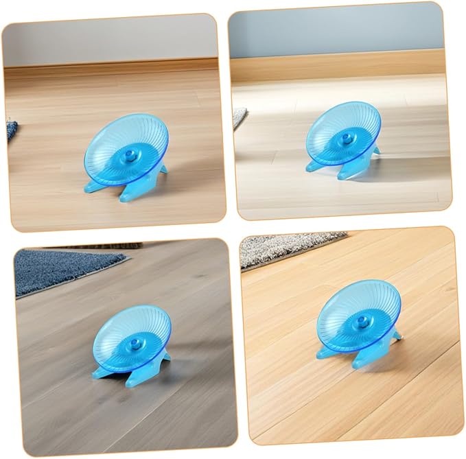 Toddmomy Silent Hamster Flying Saucer Exercise Wheel with Non-Slip Stand, Whisper-Quiet Spinning for Small Pets Including Gerbils, Hedgehogs, and Hamsters, Light Blue