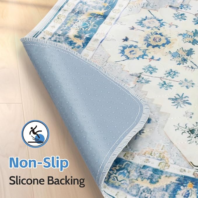 Washable Pee Pads for Dogs, 2 Pack Reusable Puppy Training Pads 60"x48" Super Absorbent Waterproof Dog Training Pads, Non-Slip Potty Pads, Whelping Pads Litter Mat Blue Medallion