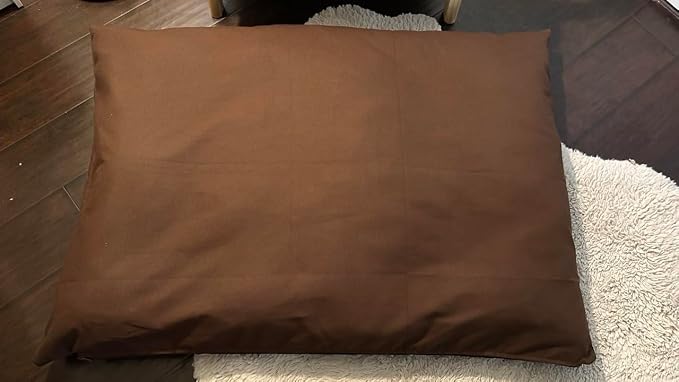 Natural Cotton Canvas Dog Bed – Raw Cotton Filled Pet Cushion Insert, Breathable Eco-Friendly Dog Mattress, Durable Washable Cover with Zipper (Dark Brown, Medium 42"x29"x4")