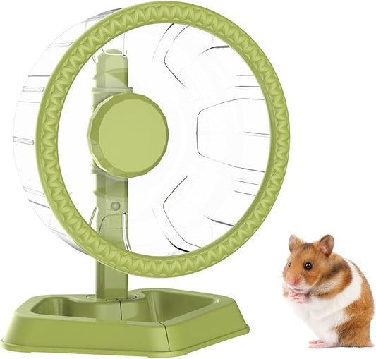 Hamster Wheel, Quiet Spinner Hamster Running Exercise Wheel with Adjustable Stand for Small Animals Syrian Dwarf Gerbils Mice (Green, Medium(7.6 inch))