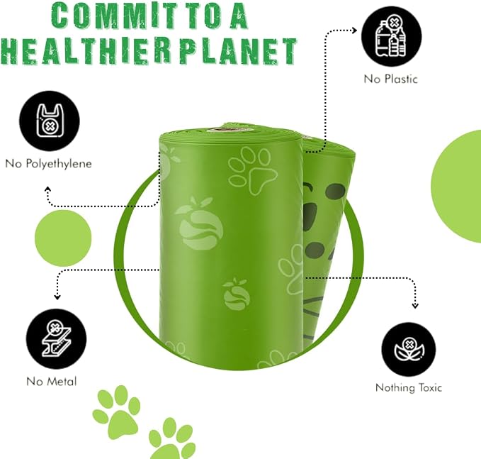 OrangeBio Dog Poop Bags with Handles, 100% Certified Home Compostable, 13 x 9 Inches - 180 Count (15 Bags per Roll, 12 Rolls), Scented, OK Compost Home Certified