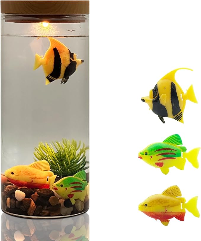 Aquarium Water Lamp, Fish Tank Style Decorative Lamp with Artificial Fish & Plants, LED Ambient Light for Home, Office, Bedroom, Relaxation & Unique Gifts