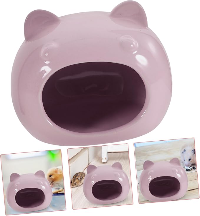 BESPORTBLE Cozy Ceramic Hamster Hideout House Adorable Small Pet Bed for Guinea Pigs Rats and Hedgehogs Lightweight and Portable Design Light Purple