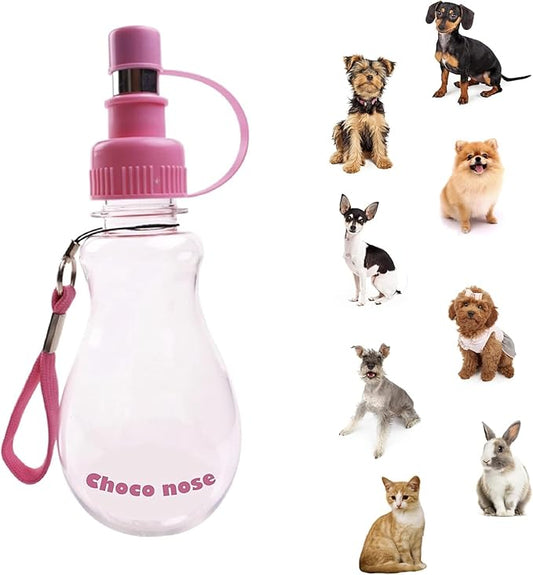 Choco Nose No-Drip Portable Travel Water Bottle for Small Dogs & Cats - Lockable Leak-Proof Design Prevents Spills in Bags & Cars, Outdoor Feeder for Puppies & Toy Breeds, 8 fl oz (C258)