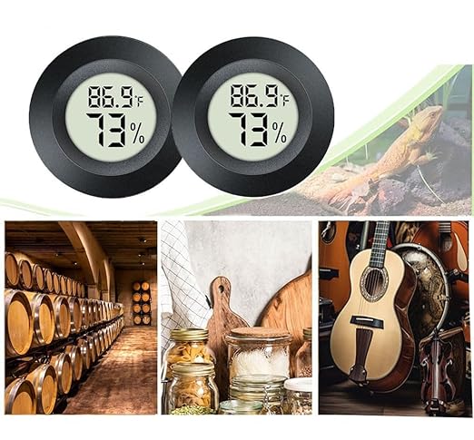 JEDEW 4 Pack Hygrometer Thermometer Digital Humidity Meter Indoor/Outdoor Humidity Monitor Reptile Thermo-Hygrometer for Greenhouse Humidors Terrarium Jars, Fahrenheit (℉) /Celsius(℃) (4)