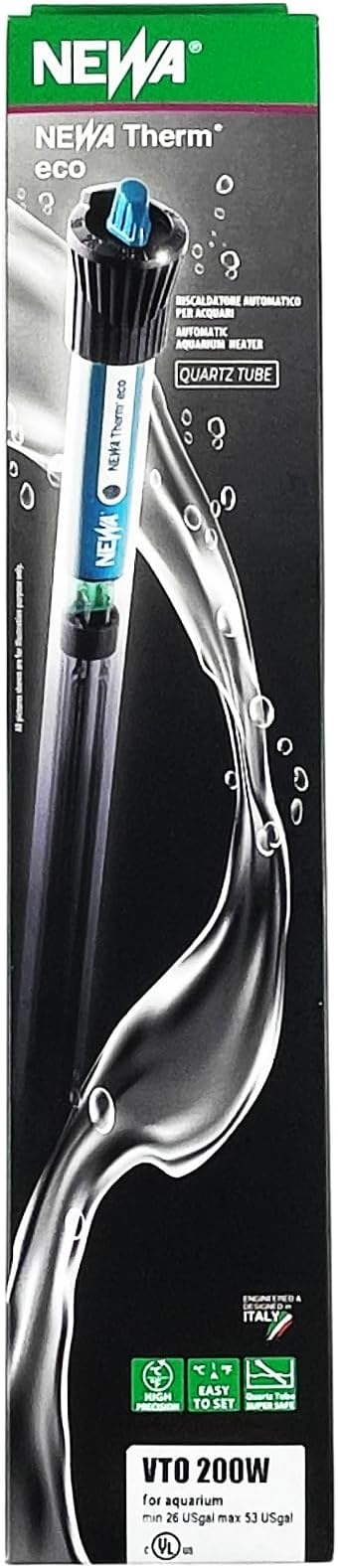Newa Therm Eco Heater Submersible Adjustable Aquarium Heater with Suction Cup, 200 watt